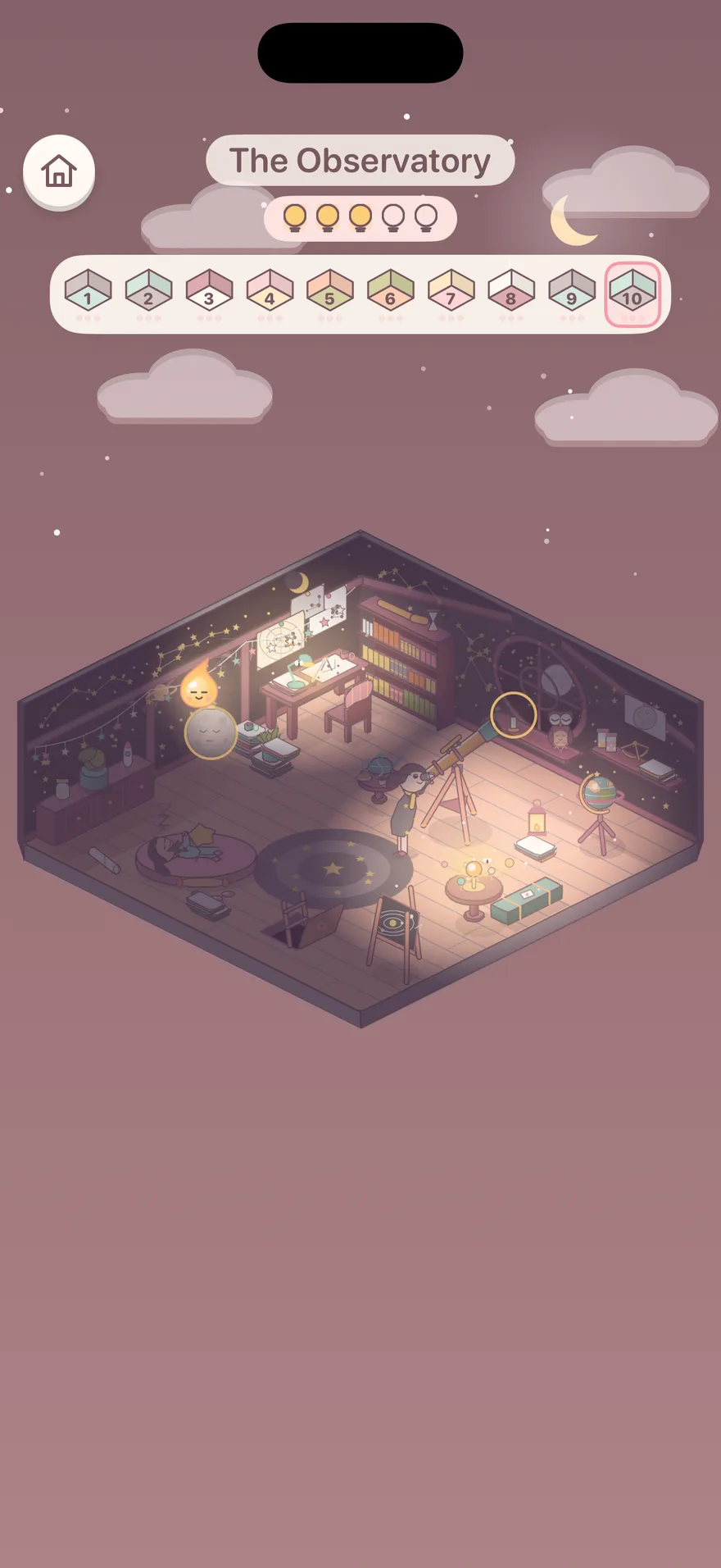 The Observatory finished at night, with its lamps lit
